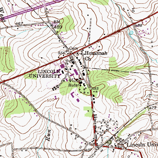 Topographic Map of Grim Hall, PA