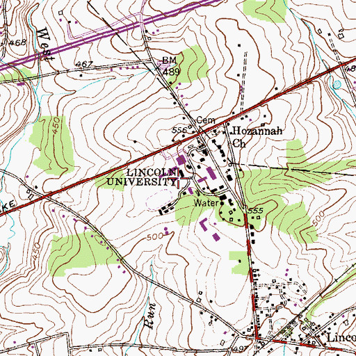 Topographic Map of Jehudi Ashmun Hall, PA