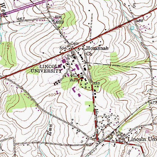 Topographic Map of John Miller Dickey Hall, PA
