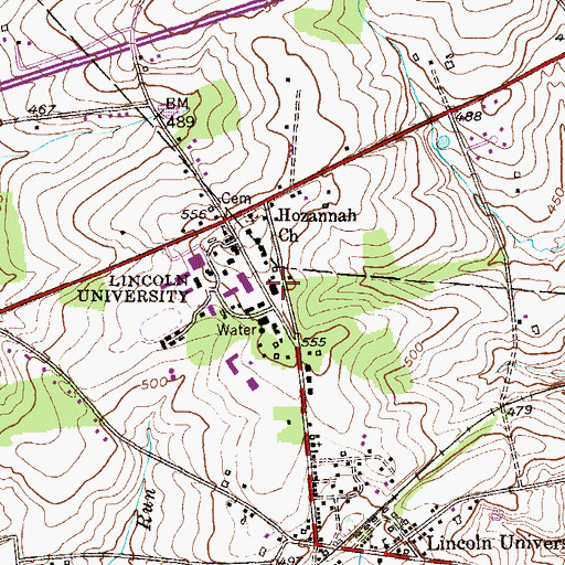 Topographic Map of Mary Dod Brown Memorial Chapel, PA