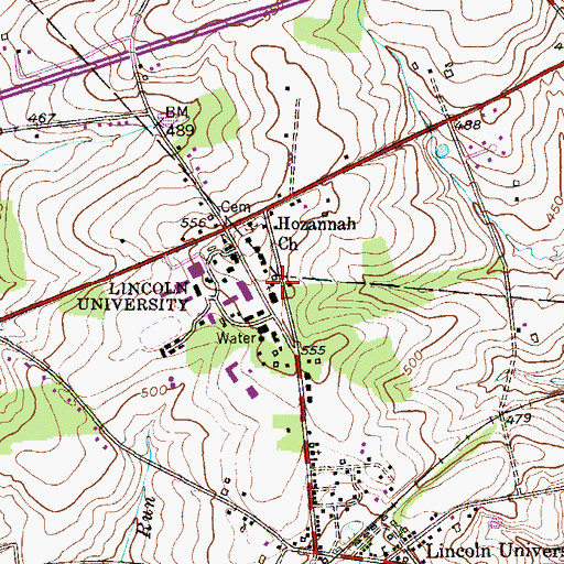 Topographic Map of President's House - Lincoln University, PA