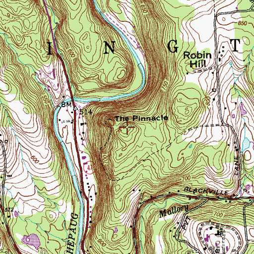 Topographic Map of The Pinnacle, CT