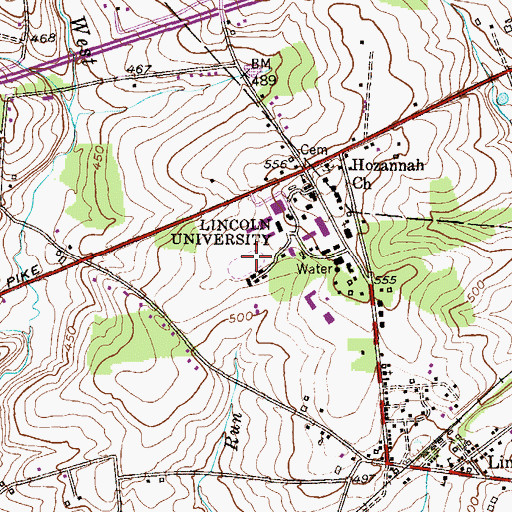 Topographic Map of Thurgood Marshall Living Learning Center South, PA