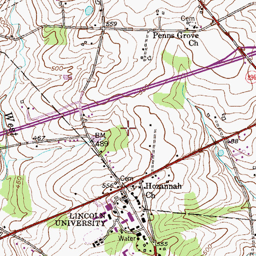 Topographic Map of Vail Memorial Hall, PA