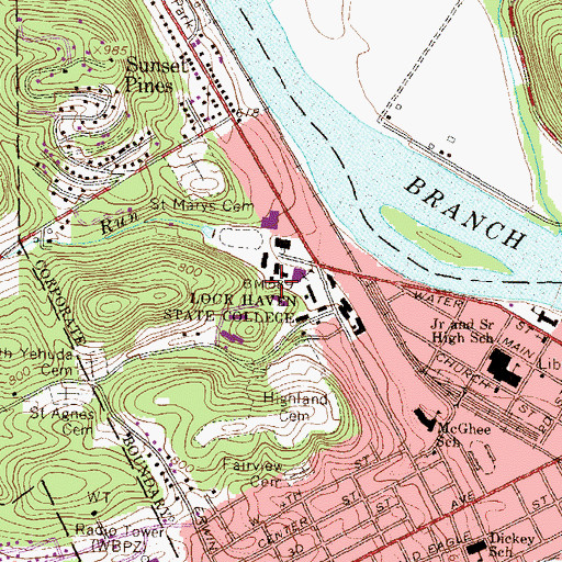 Topographic Map of Albert N Raub Hall, PA