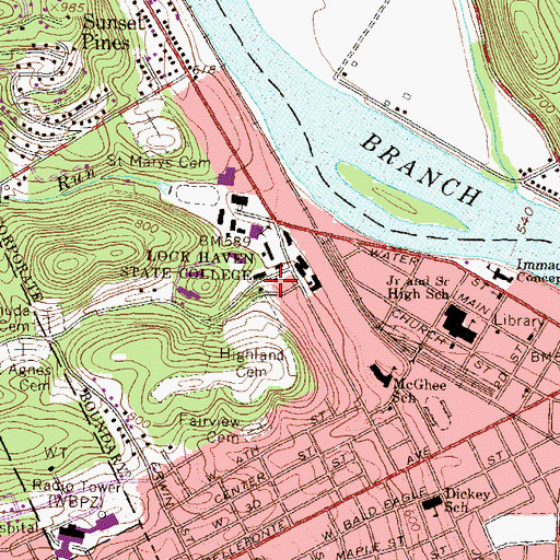 Topographic Map of Deborah M Bentley Hall, PA