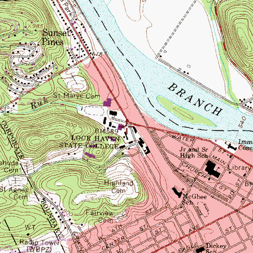 Topographic Map of Fredericks Family Carillion, PA
