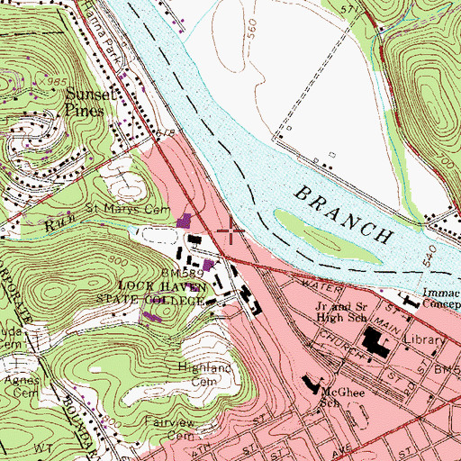 Topographic Map of George B Hursh and E Ross Nevel, Senior Building, PA