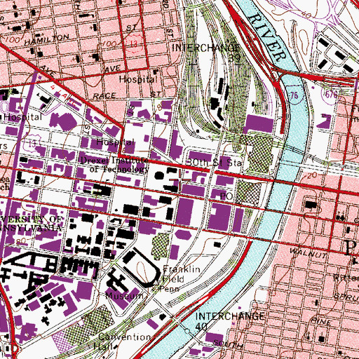 Topographic Map of Disque Hall, PA