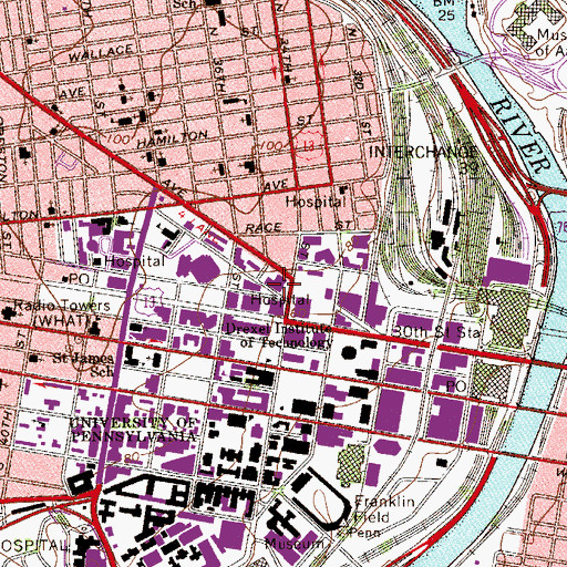 Topographic Map of Frederic O Hess Engineering Research Laboratories, PA