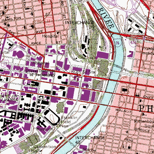 Topographic Map of LeBow Engineering Center, PA