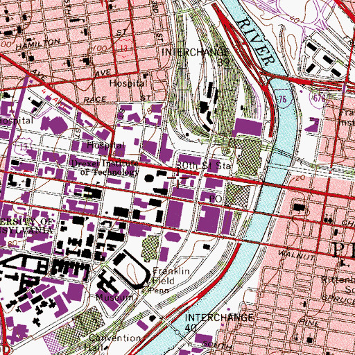 Topographic Map of Peck Alumni Center, PA