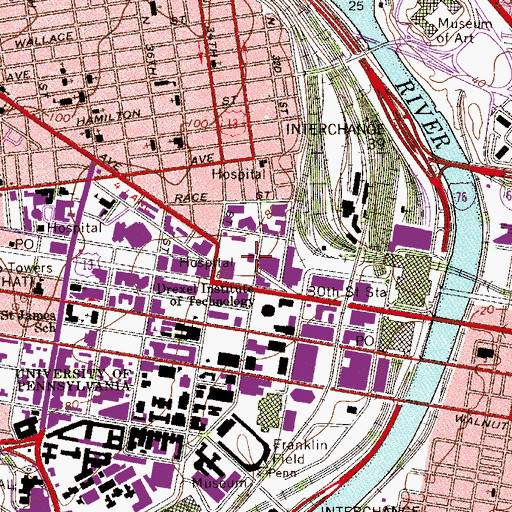 Topographic Map of Rush Building, PA