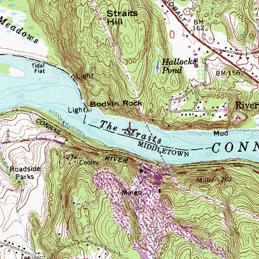 Topographic Map of The Straits, CT
