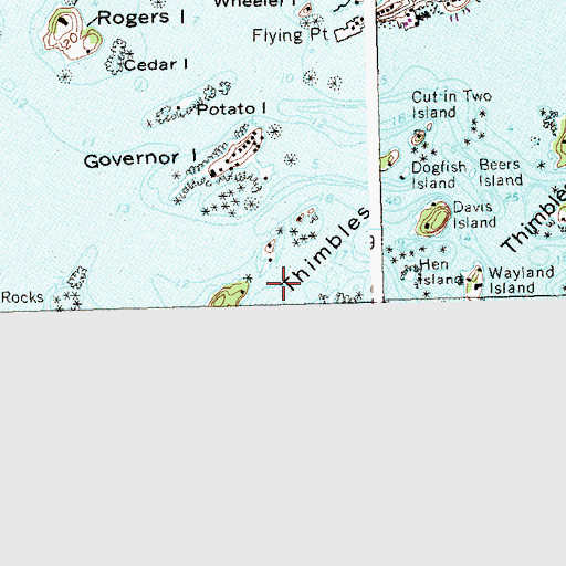 Topographic Map of The Thimbles, CT