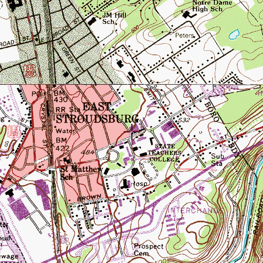 Topographic Map of Dansbury Commons, PA