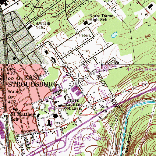 Topographic Map of Kemp Library, PA