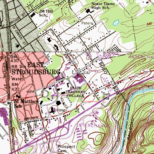 Topographic Map of Koehler Fieldhouse and Natatorium, PA