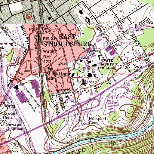 Topographic Map of LaRue Hall Speech and Hearing Center, PA