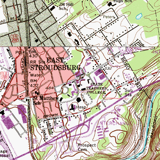 Topographic Map of Laurel Residence Hall, PA