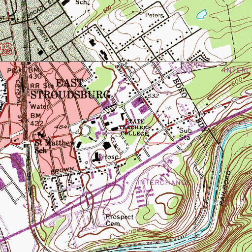 Topographic Map of Minsi Residence Hall, PA