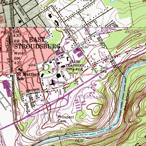 Topographic Map of Mitterling Athletic Field, PA