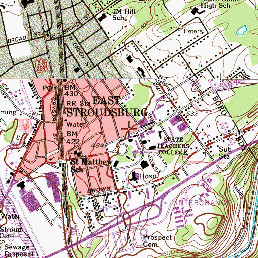 Topographic Map of Moore Biology Hall, PA