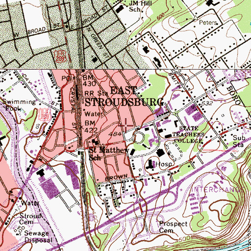 Topographic Map of Reibman Administration Building, PA
