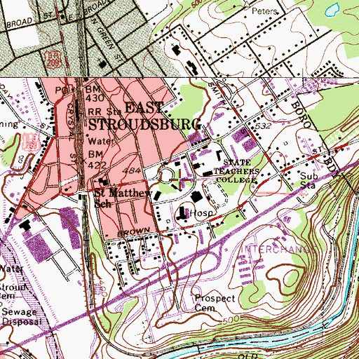 Topographic Map of Rosenkrans Hall East, PA