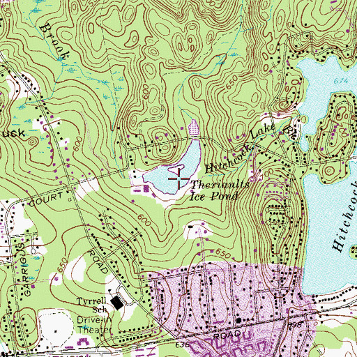 Topographic Map of Theriaults Ice Pond, CT