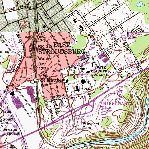 Topographic Map of Rosenkrans Hall West, PA