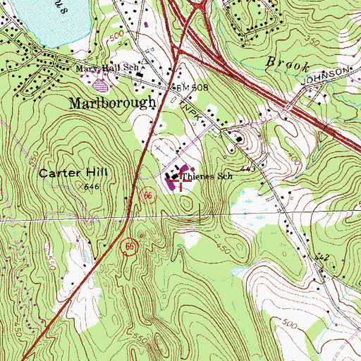 Topographic Map of Elmer Thienes School, CT