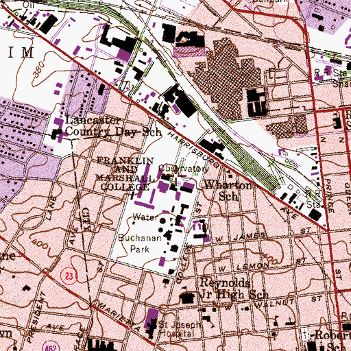 Topographic Map of Aaron J Martin Library of the Sciences, PA