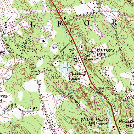 Topographic Map of Thirsty Lake, CT
