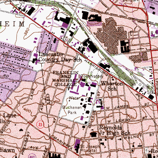 Topographic Map of Benjamin Franklin Residence Halls, PA