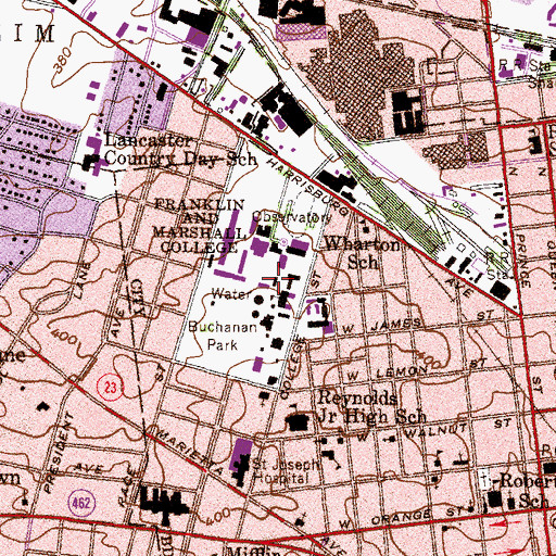 Topographic Map of Jacob Y Dietz and Charles Santee Hall, PA