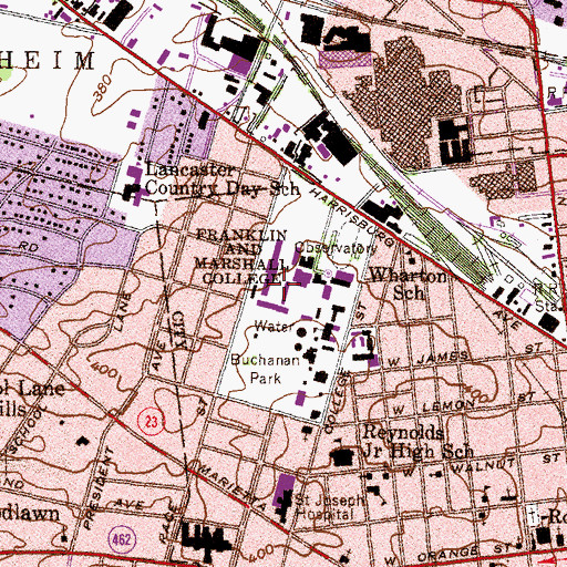 Topographic Map of Schnader Hall, PA