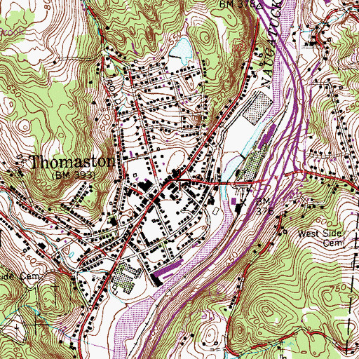 Topographic Map of Thomaston, CT