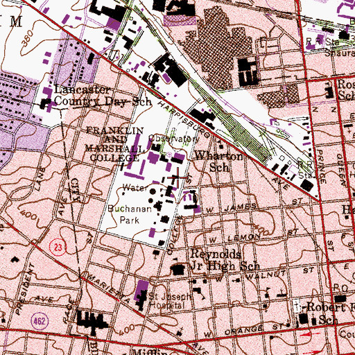 Topographic Map of William Uhler Hensel Hall, PA