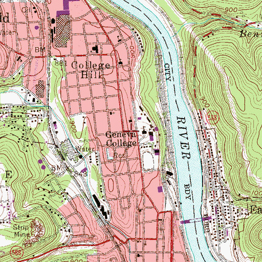 Topographic Map of Alumni Hall - Geneva College, PA