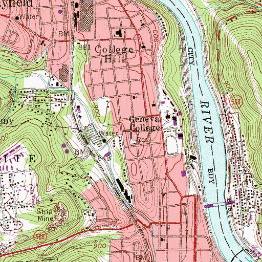 Topographic Map of Geneva Arms, PA