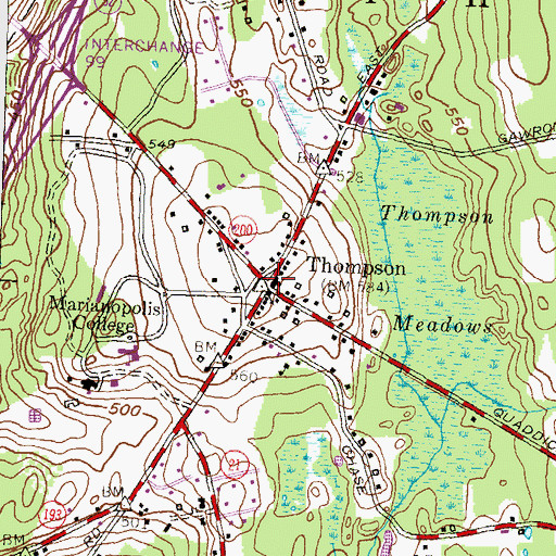 Topographic Map of Thompson, CT