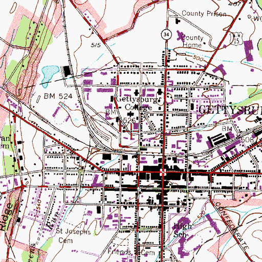 Topographic Map of Brua Hall, PA