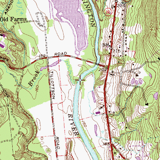 Topographic Map of Thompson Brook, CT