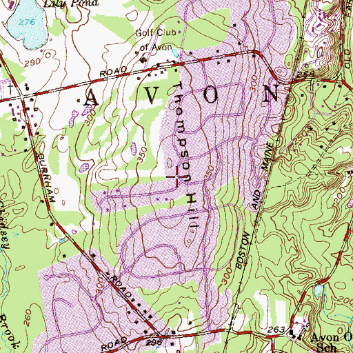 Topographic Map of Thompson Hill, CT