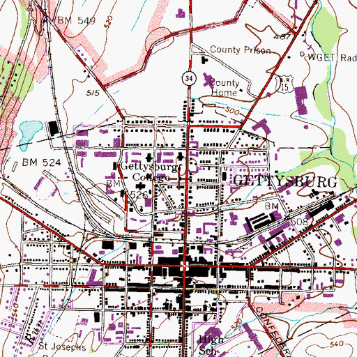Topographic Map of Eisenhower House, PA
