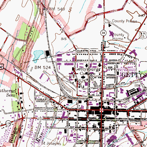 Topographic Map of Glatfelter Lodge, PA