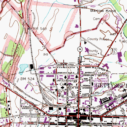 Topographic Map of Lambda Chi Alpha Building, PA