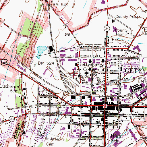 Topographic Map of McCreary Hall, PA