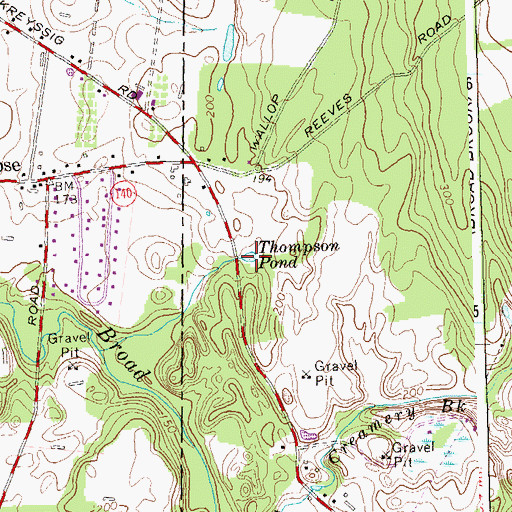 Topographic Map of Thompson Pond, CT